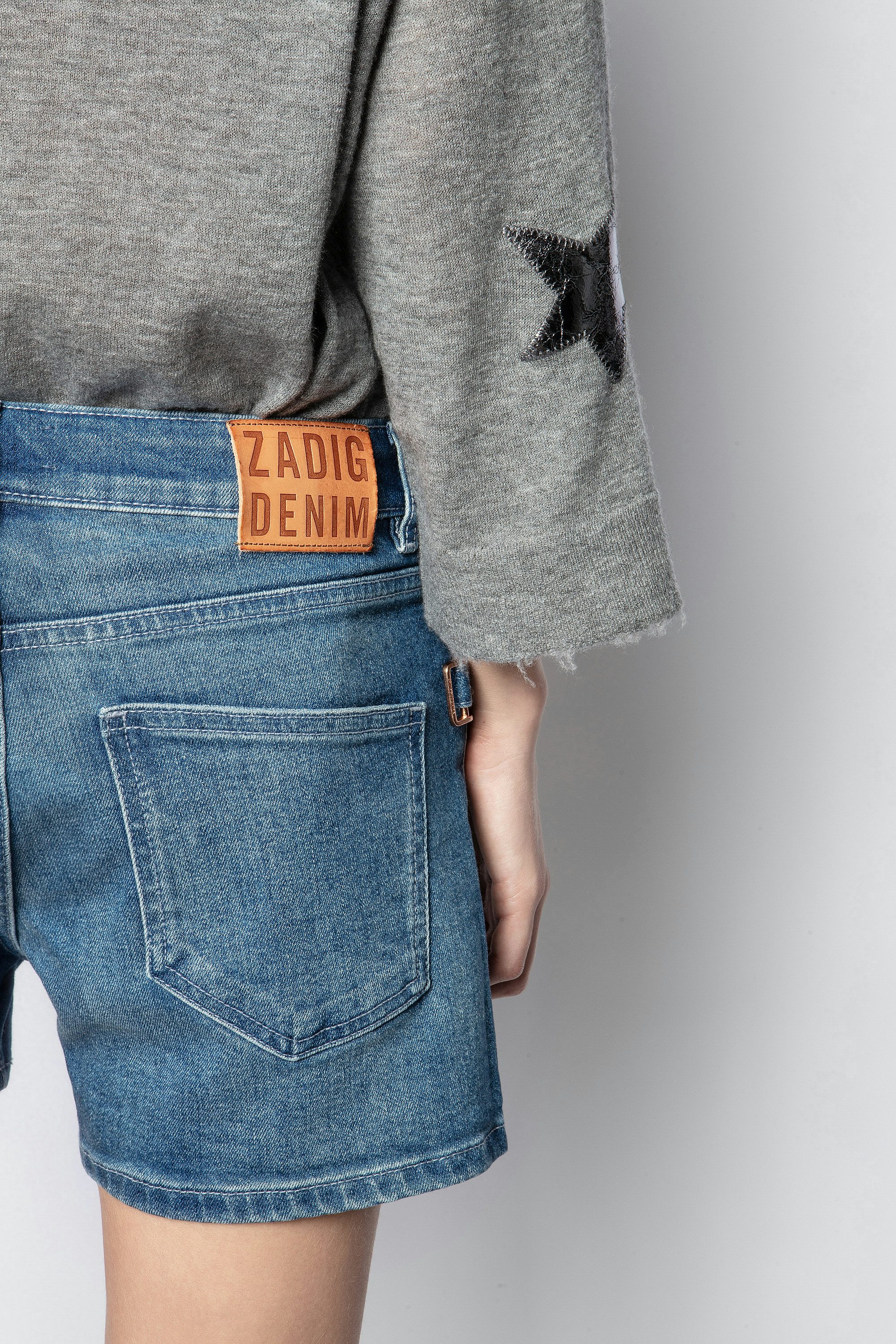 Pull Flint Patch Cachemire - Pull gris femme, en cachemire plume.